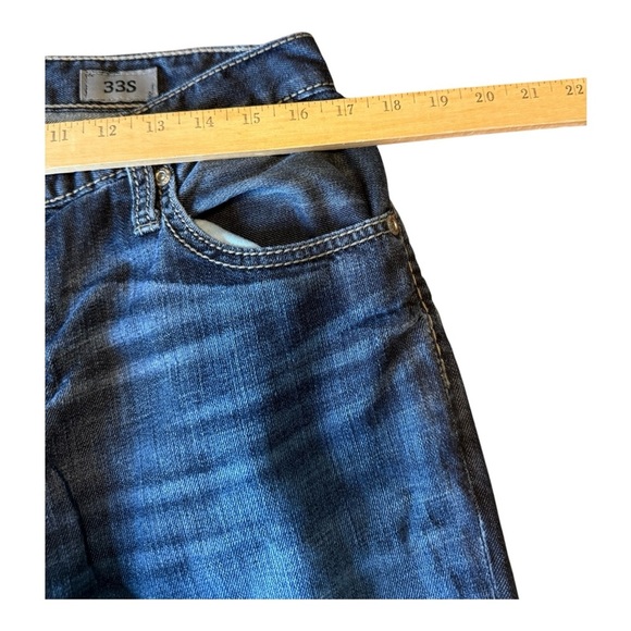 Buckle BKE Derek Bootleg Men’s Blue Denim Jeans Wiskering Western Bootcut 33S - Picture 5 of 10